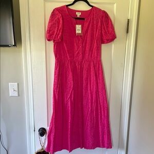 J. Crew Fuchsia Embroidered Blouse